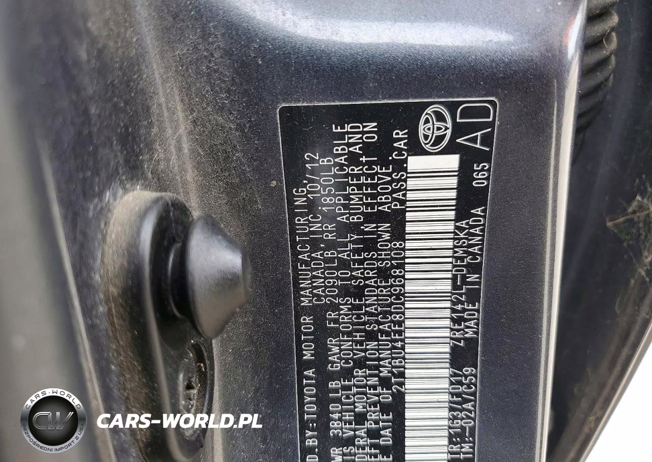 2013 Toyota Corolla S VIN:2T1BU4EE8DC968108 - 12