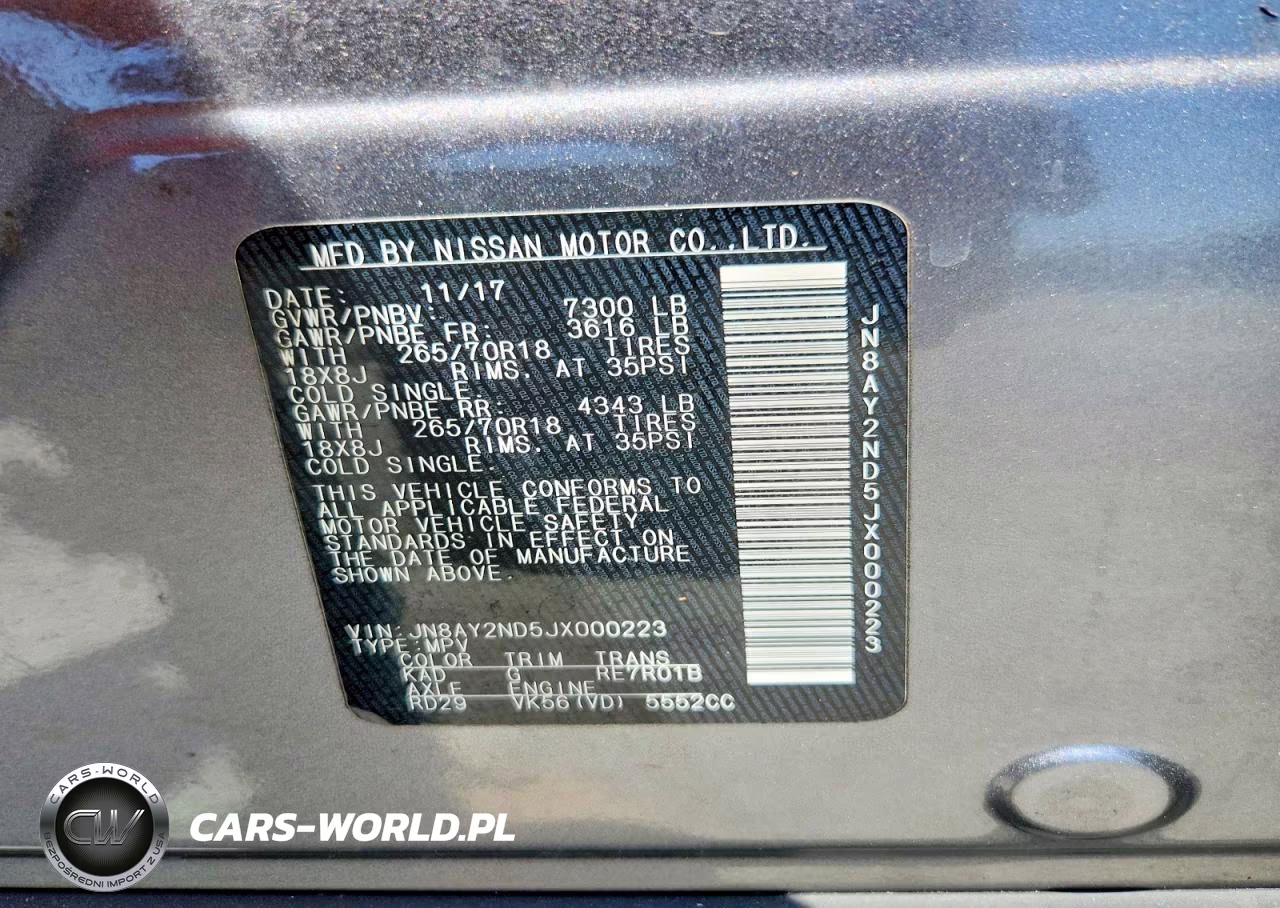 2018 Nissan Armada Sv VIN:JN8AY2ND5JX000223 - 13