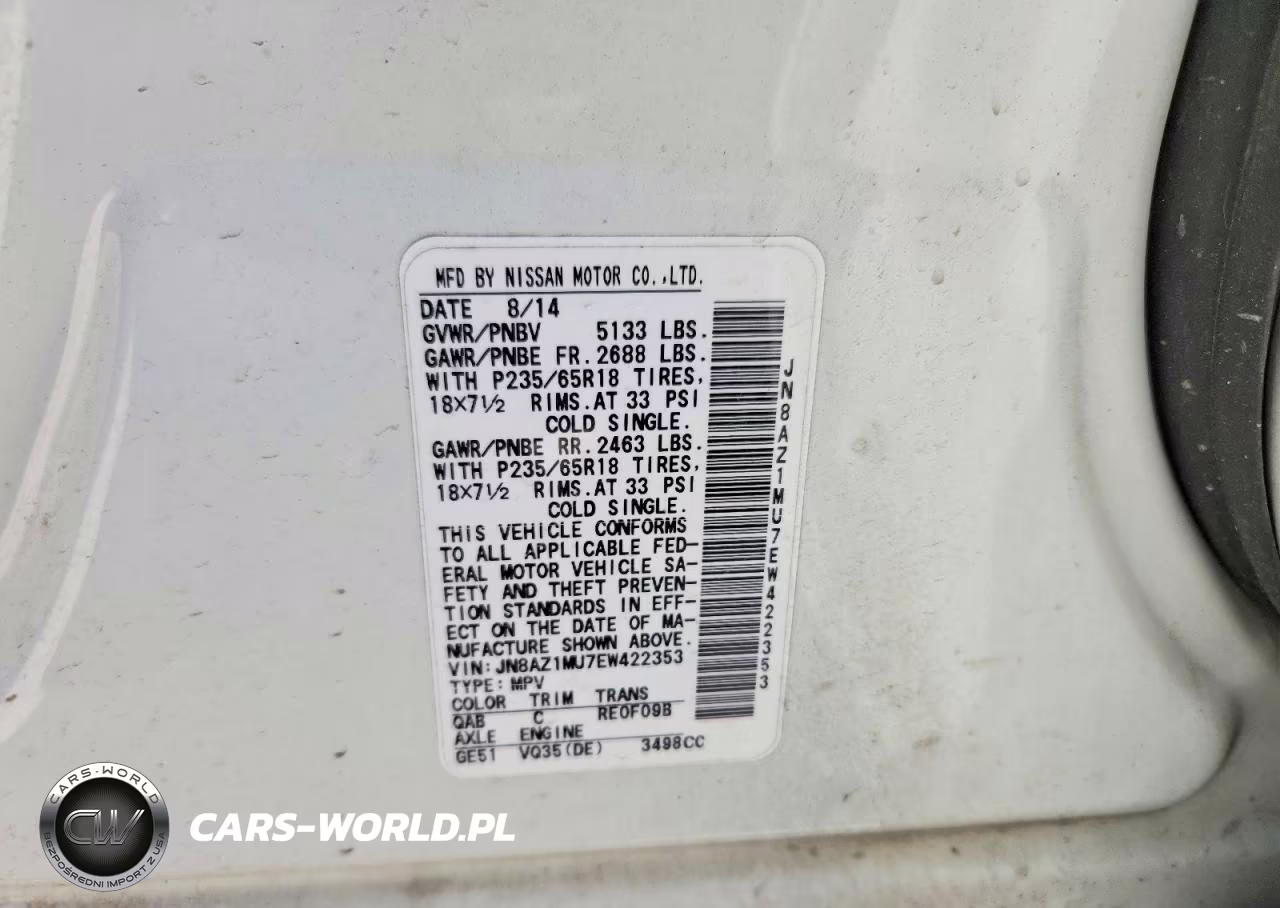 2014 Nissan Murano Sl VIN:JN8AZ1MU7EW422353 - 12