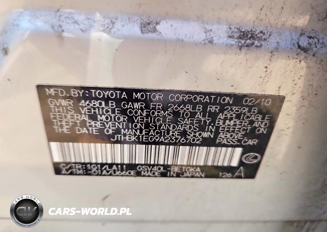 2010 Lexus Es 350 VIN:JTHBK1EG9A2376702 - 13