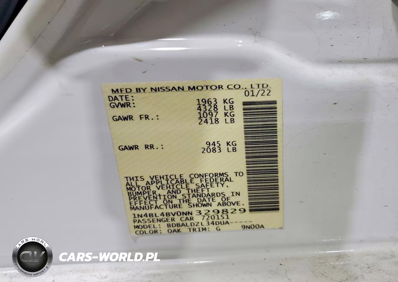 2022 Nissan Altima S VIN:1N4BL4BV0NN329829 - 12