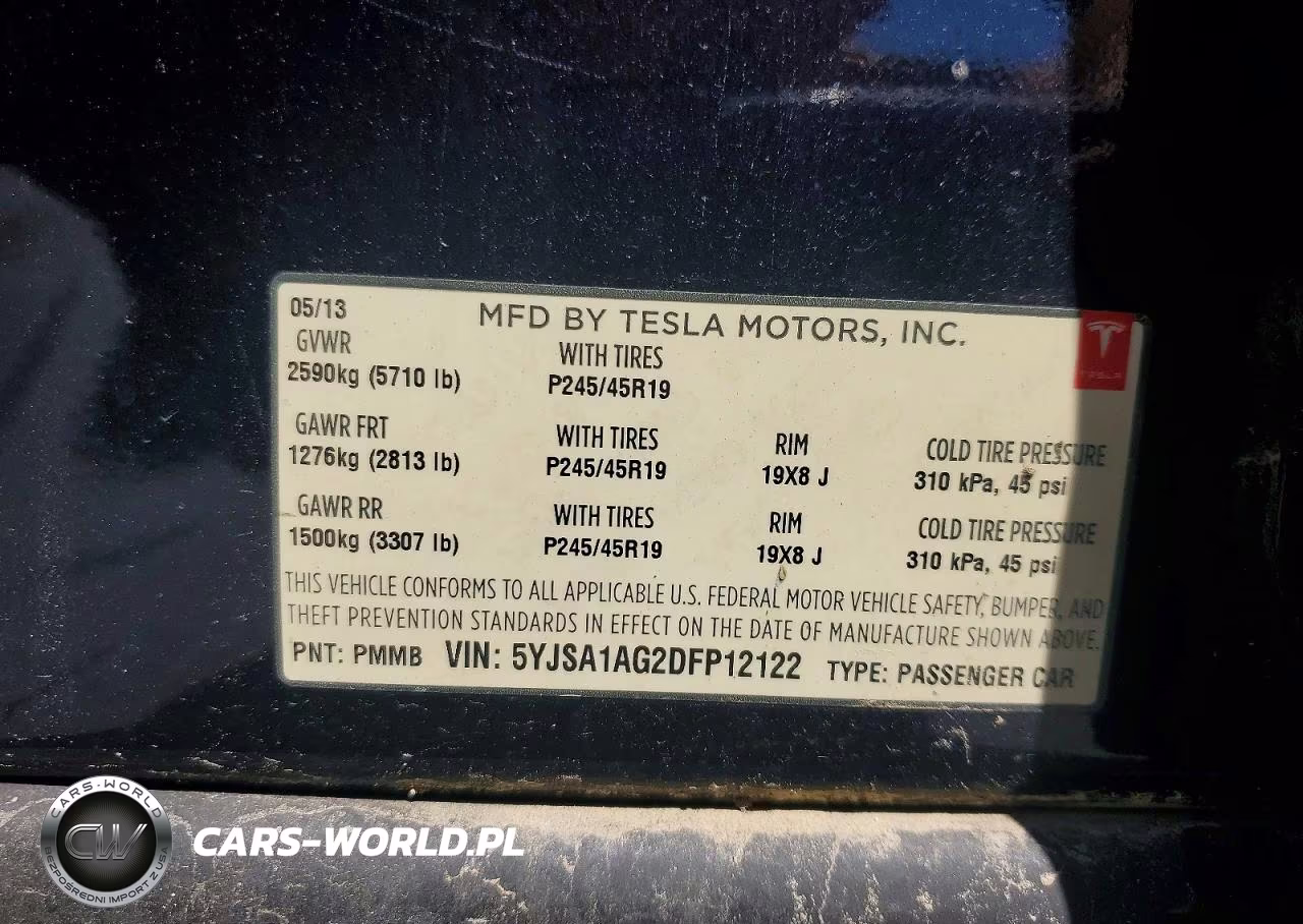 2013 Tesla Model S VIN:5YJSA1AG2DFP12122 - 12