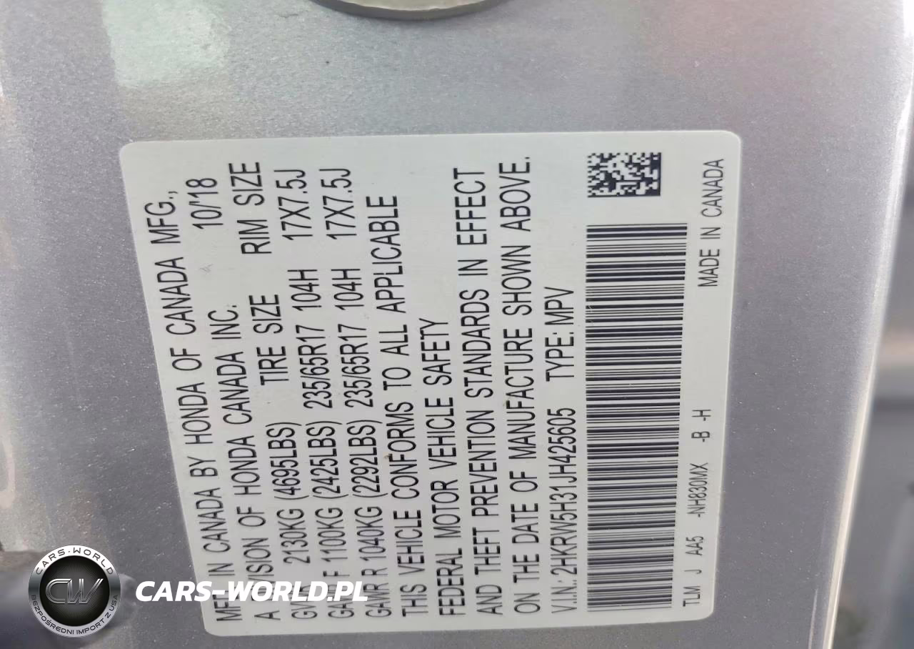 2018 Honda Cr-V Lx VIN:2HKRW5H31JH425605 - 13