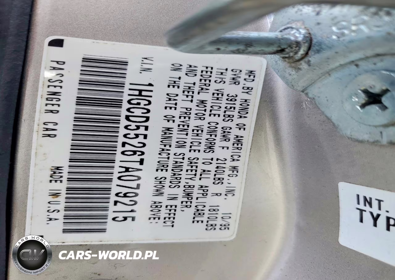1996 Honda Accord Dx VIN:1HGCD5526TA079215 - 12