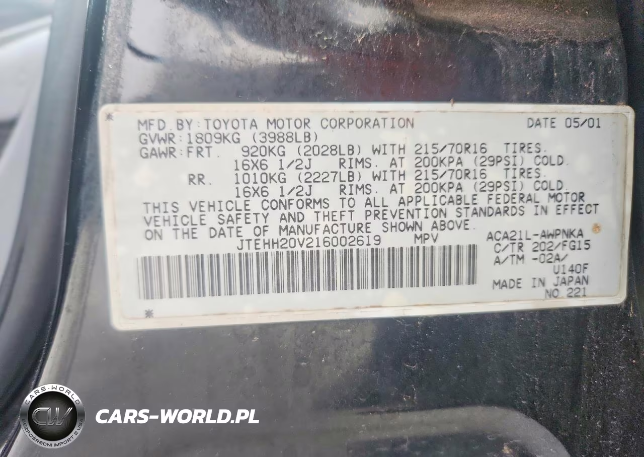 2001 Toyota Rav4 Base VIN:JTEHH20V216002619 - 13