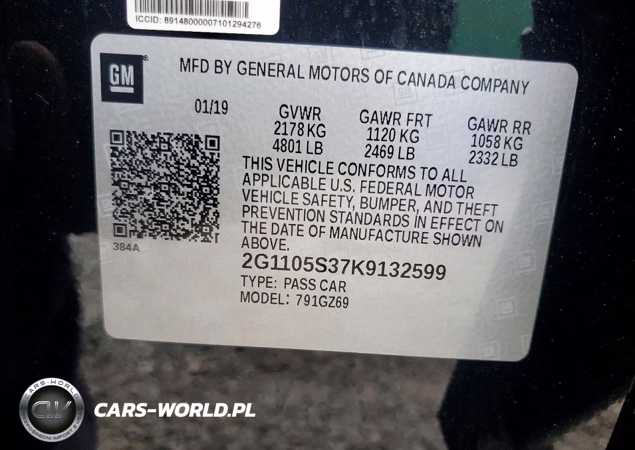 2019 Chevrolet Impala Premier VIN:2G1105S37K9132599 - 12