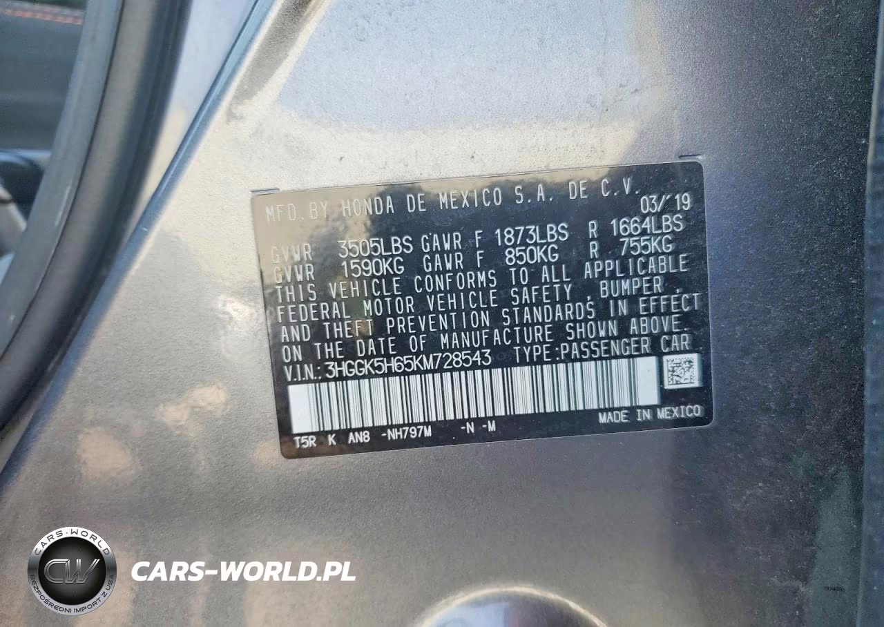 2019 Honda Fit Sport VIN:3HGGK5H65KM728543 - 13
