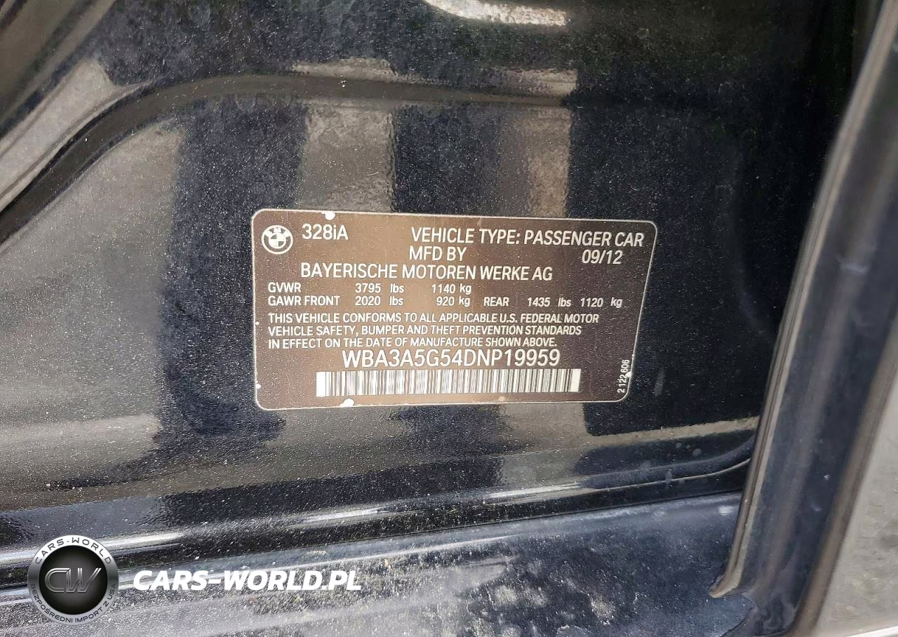 2013 BMW 328 I VIN:WBA3A5G54DNP19959 - 12