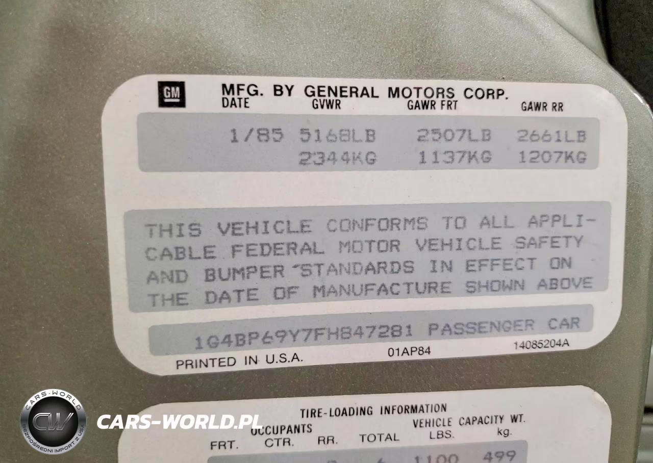 1985 Buic Lesabre VIN:1G4BP69Y7FH847281 - 12
