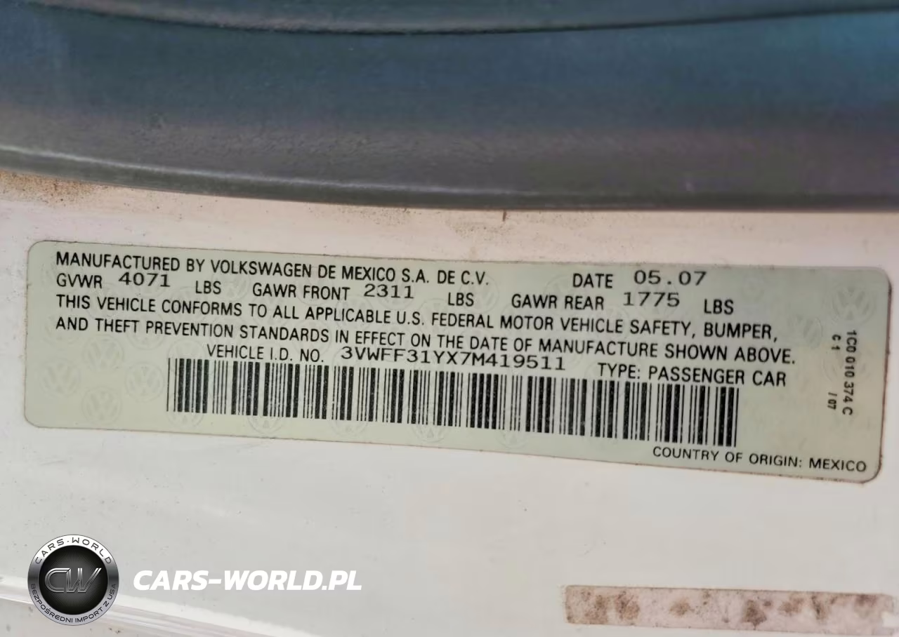 2007 Volkswagen New Beetle Triple White VIN:3VWFF31YX7M419511 - 13