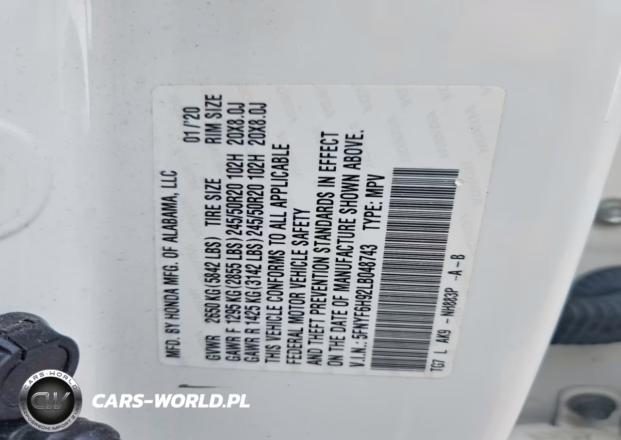 2020 Honda Pilot Touring VIN:5FNYF6H92LB048743 - 12