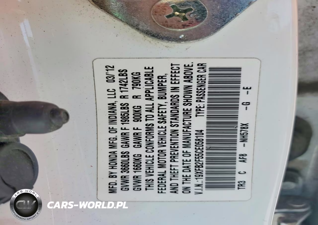 2012 Honda Civic Lx VIN:19XFB2F55CE058104 - 12