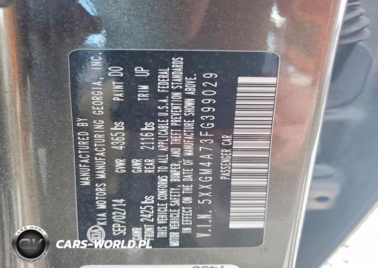 2015 Kia Optima Lx VIN:5XXGM4A73FG399029 - 12