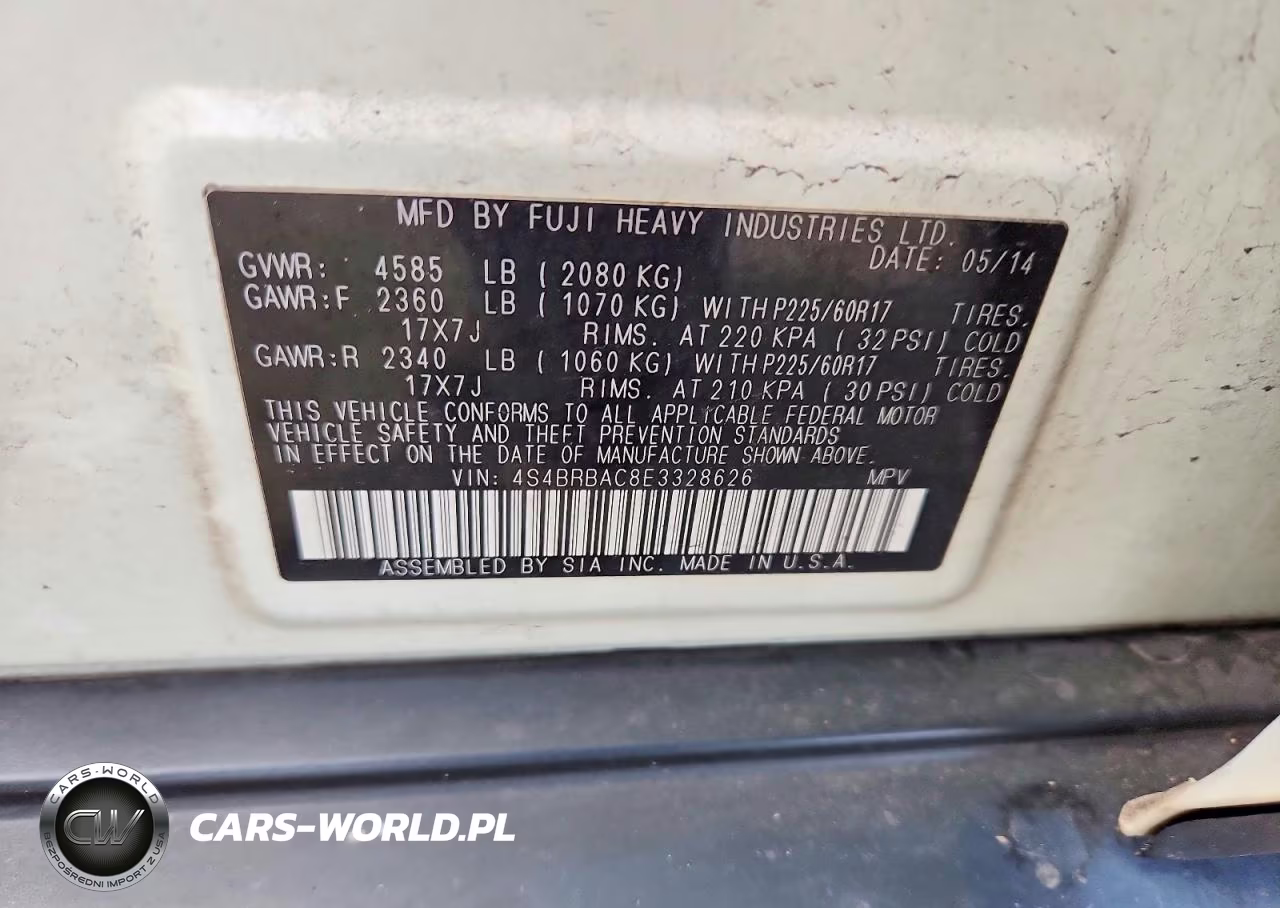 2014 Subaru Outback 2.5I VIN:4S4BRBAC8E3328626 - 12