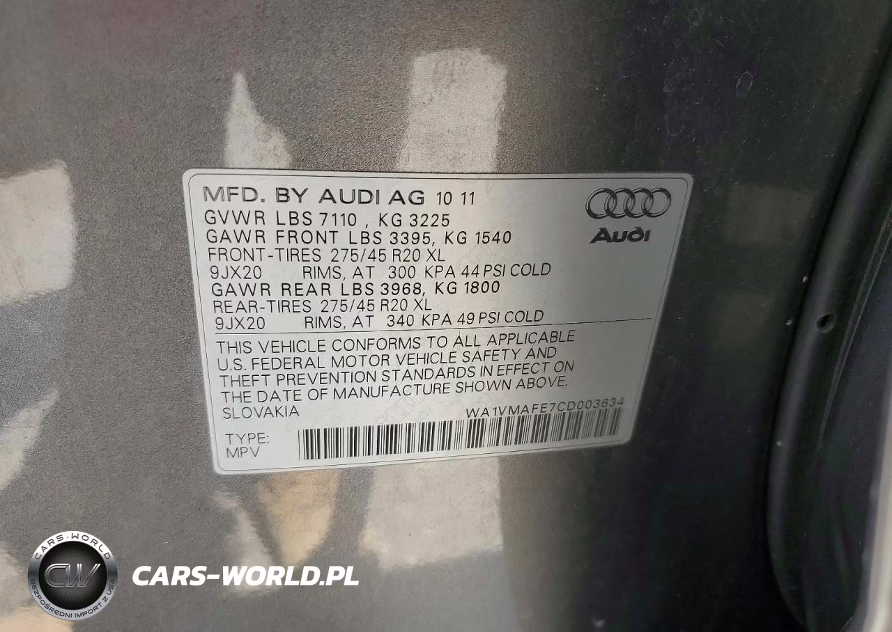 2012 Audi Q7 Prestige VIN:WA1VMAFE7CD003634 - 13