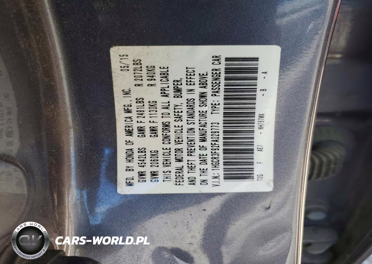 2015 Honda Accord Touring VIN:1HGCR3F92FA029773 - 12