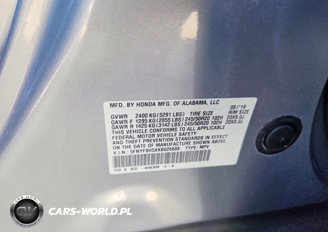 2019 Honda Passport Exl VIN:5FNYF8H5XKB026688 - 14
