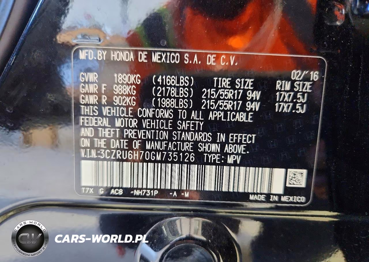 2016 Honda Hr-V Exl VIN:3CZRU6H70GM735126 - 13
