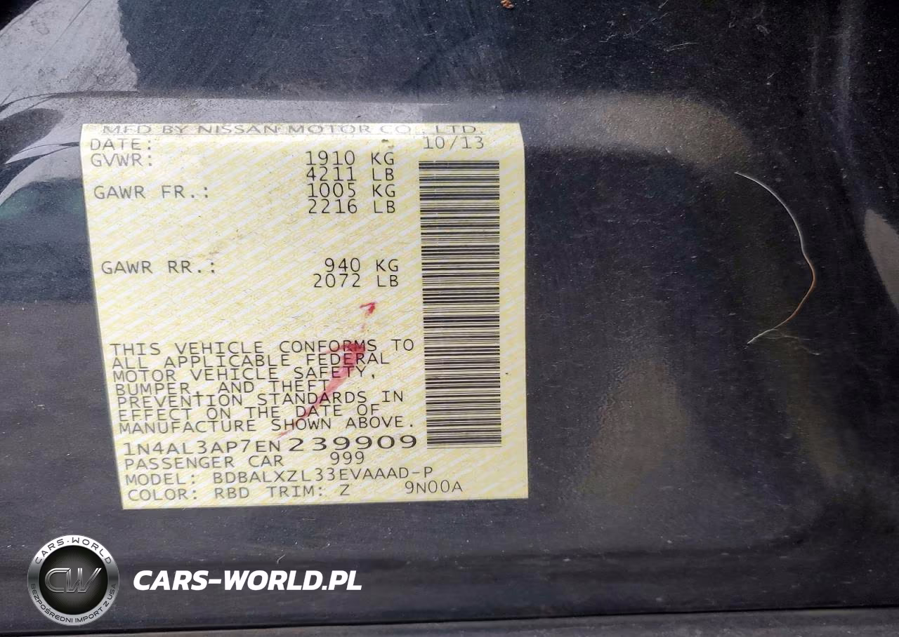 2014 Nissan Altima VIN:1N4AL3AP7EN239909 - 12