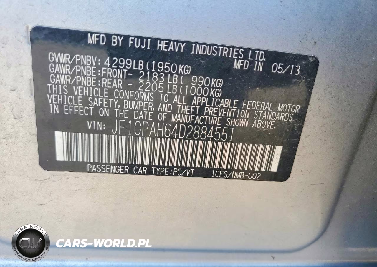 2013 Subaru Impreza Limited VIN:JF1GPAH64D2884551 - 12