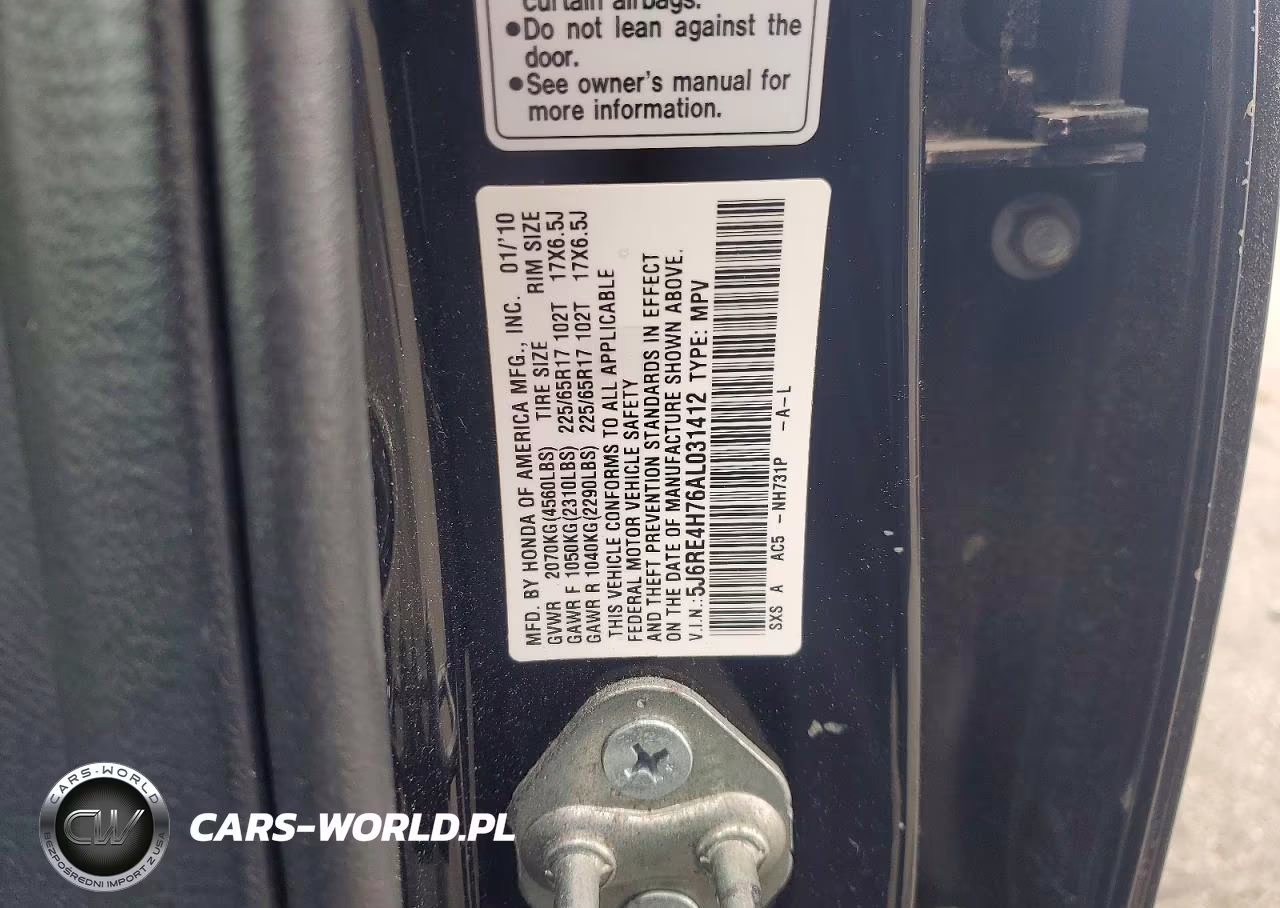 2010 Honda Cr-V Exl VIN:5J6RE4H76AL031412 - 13