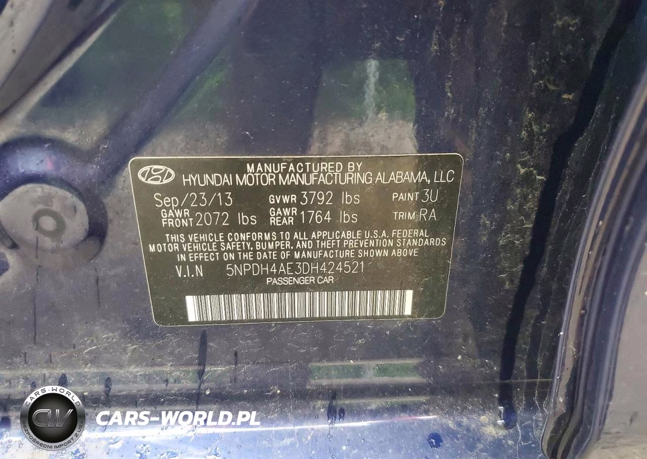 2013 Hyundai Elantra Gls VIN:5NPDH4AE3DH424521 - 12