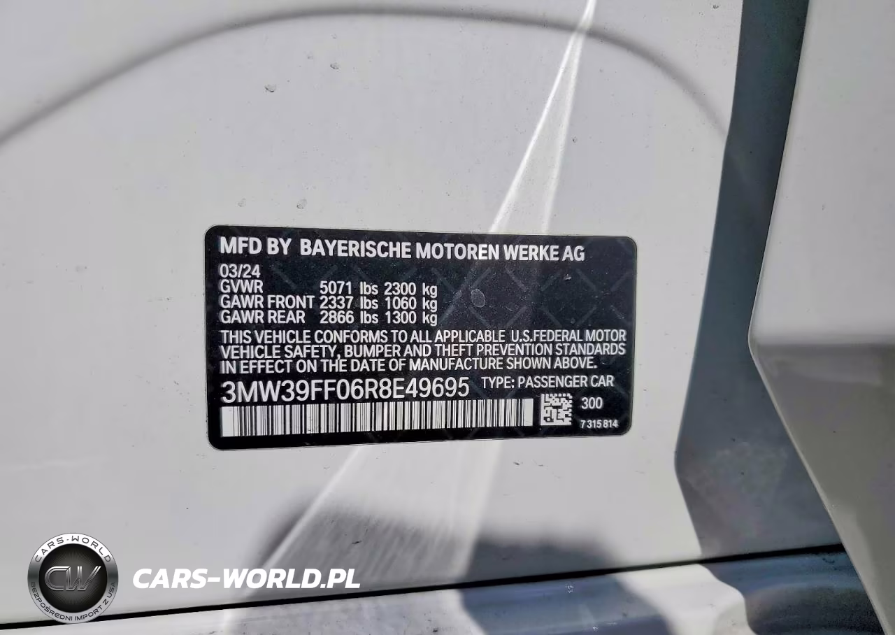 2024 BMW 330E VIN:3MW39FF06R8E49695 - 12