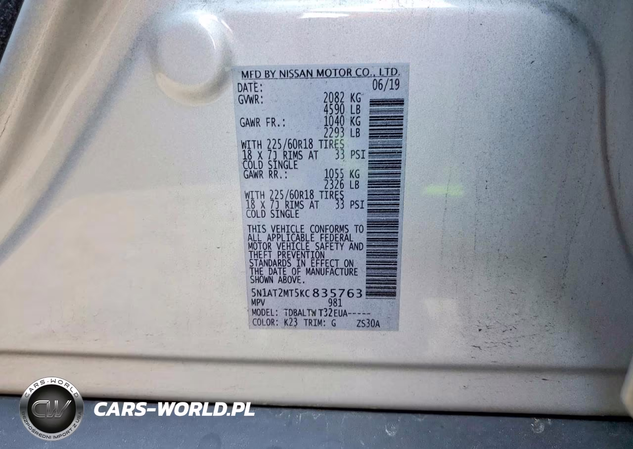 2019 Nissan Rogue Sv VIN:5N1AT2MT5KC835763 - 13