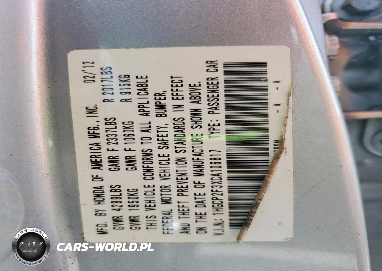 2012 Honda Accord Lx VIN:1HGCP2F3XCA106817 - 12