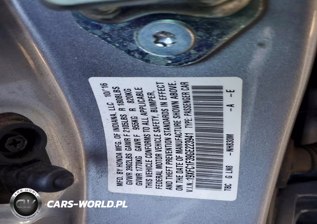 2016 Honda Civic Ex VIN:19XFC1F39GE223941 - 12