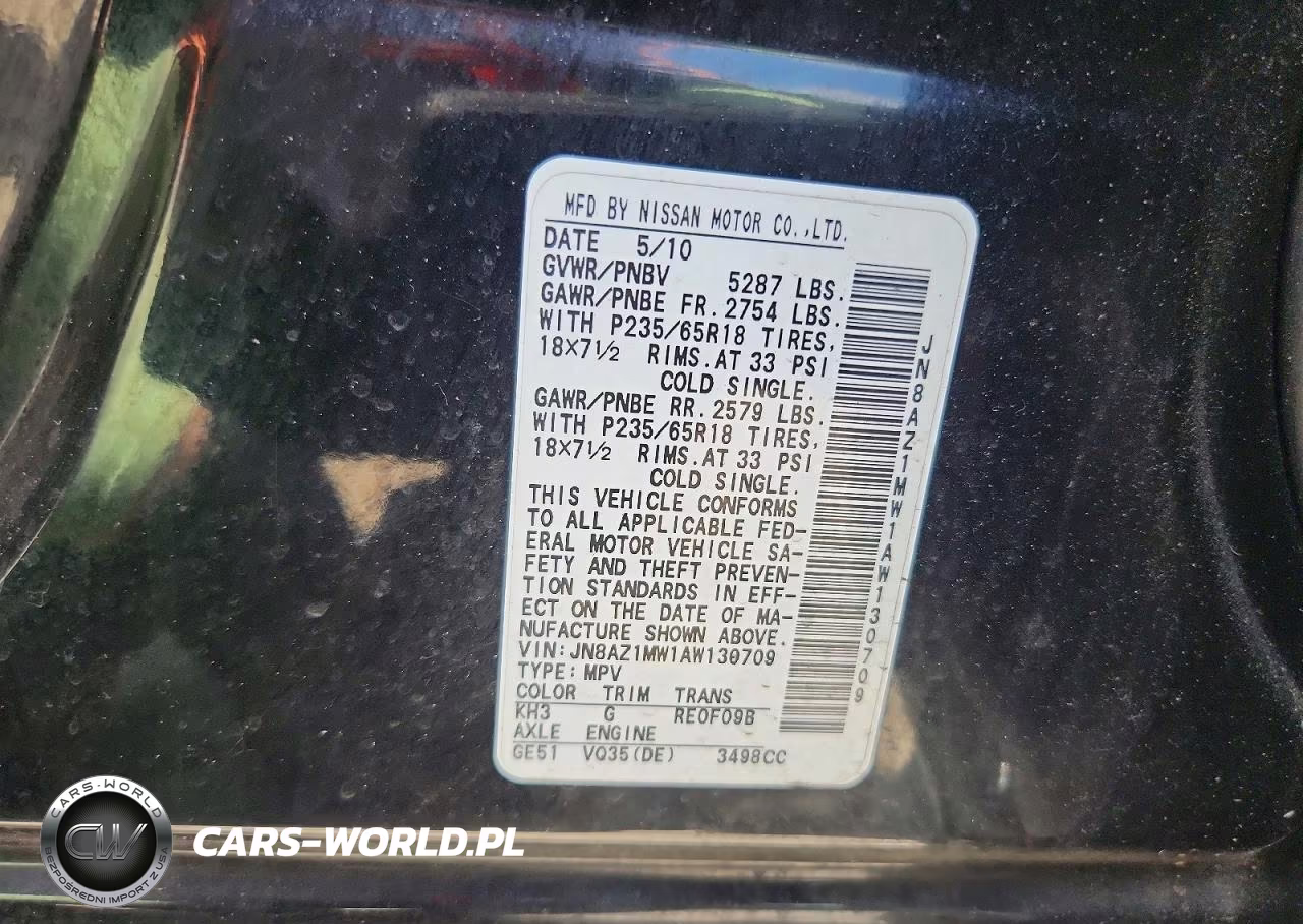 2010 Nissan Murano S VIN:JN8AZ1MW1AW130709 - 13