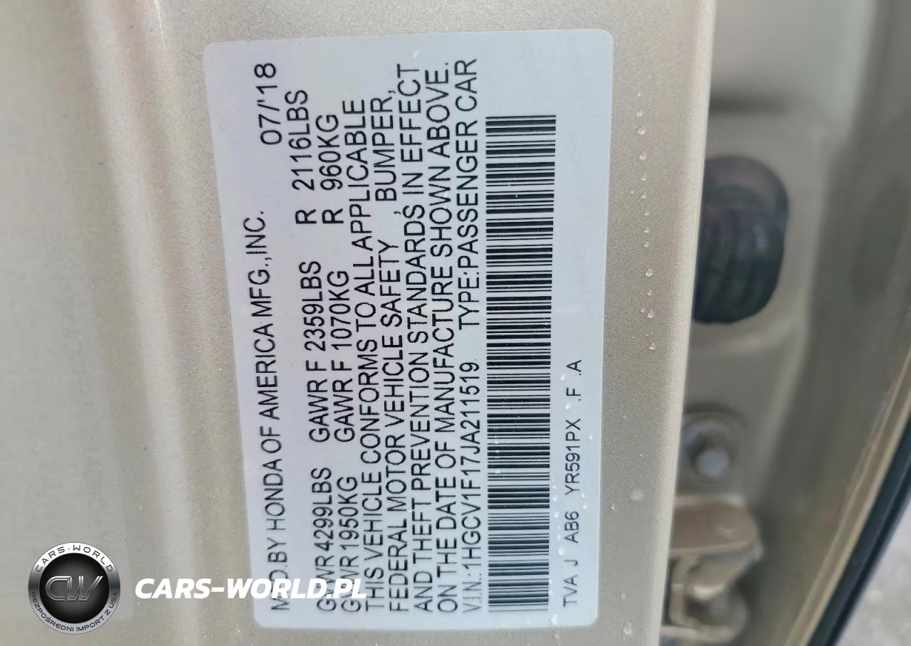2018 Honda Accord Lx VIN:1HGCV1F17JA211519 - 12