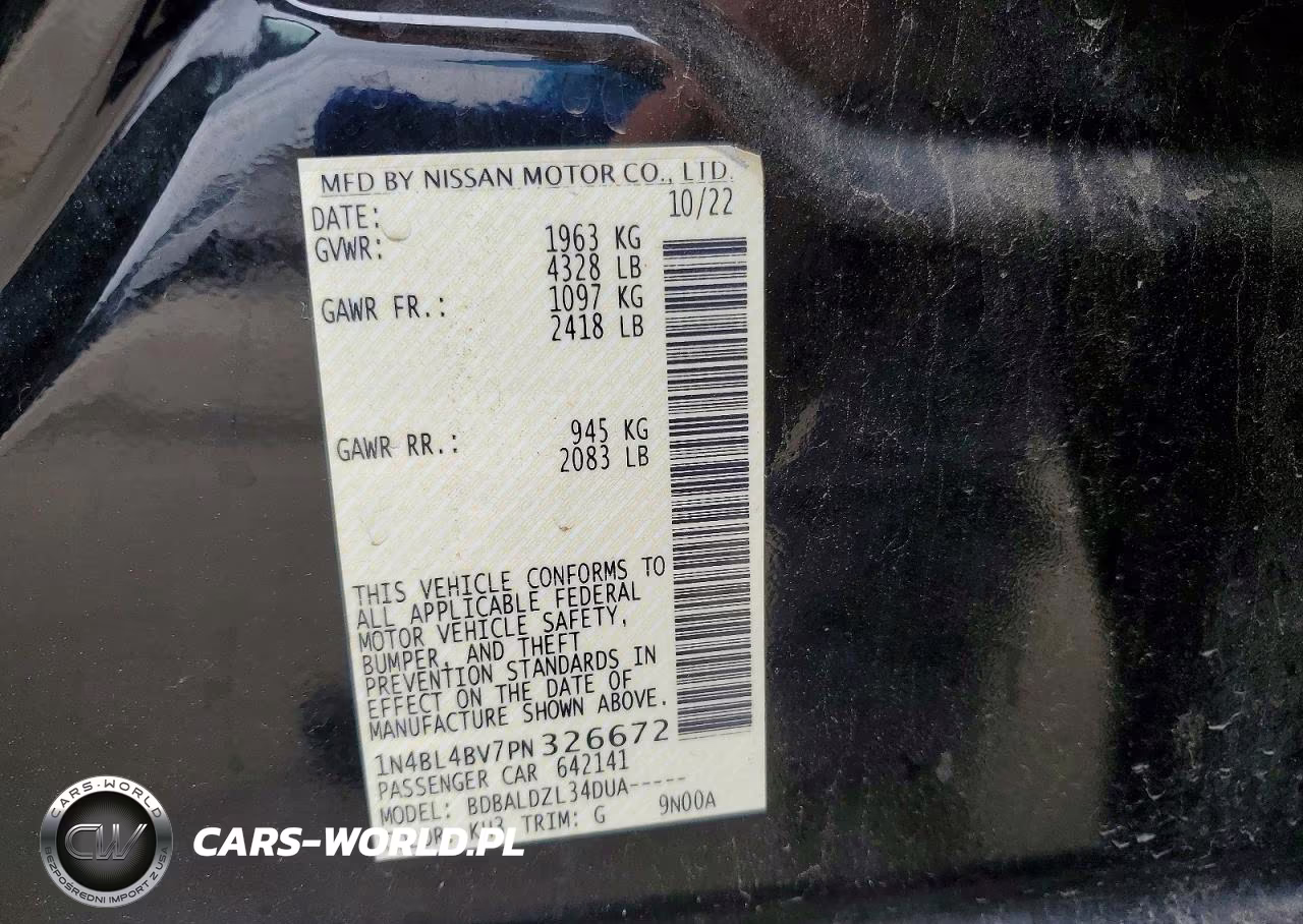 2023 Nissan Altima S VIN:1N4BL4BV7PN326672 - 12