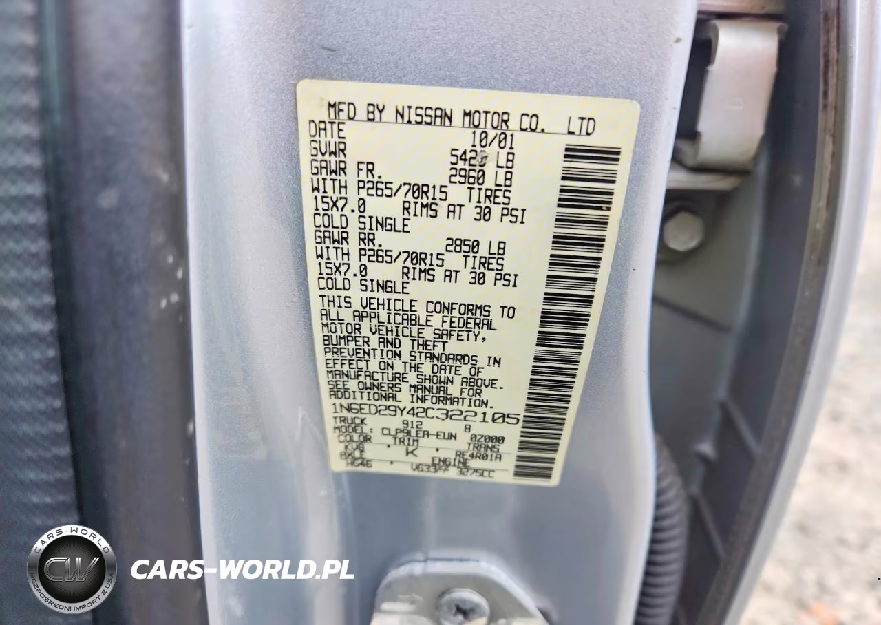 2002 Nissan Frontier Xe-V6 VIN:1N6ED29Y42C322105 - 12