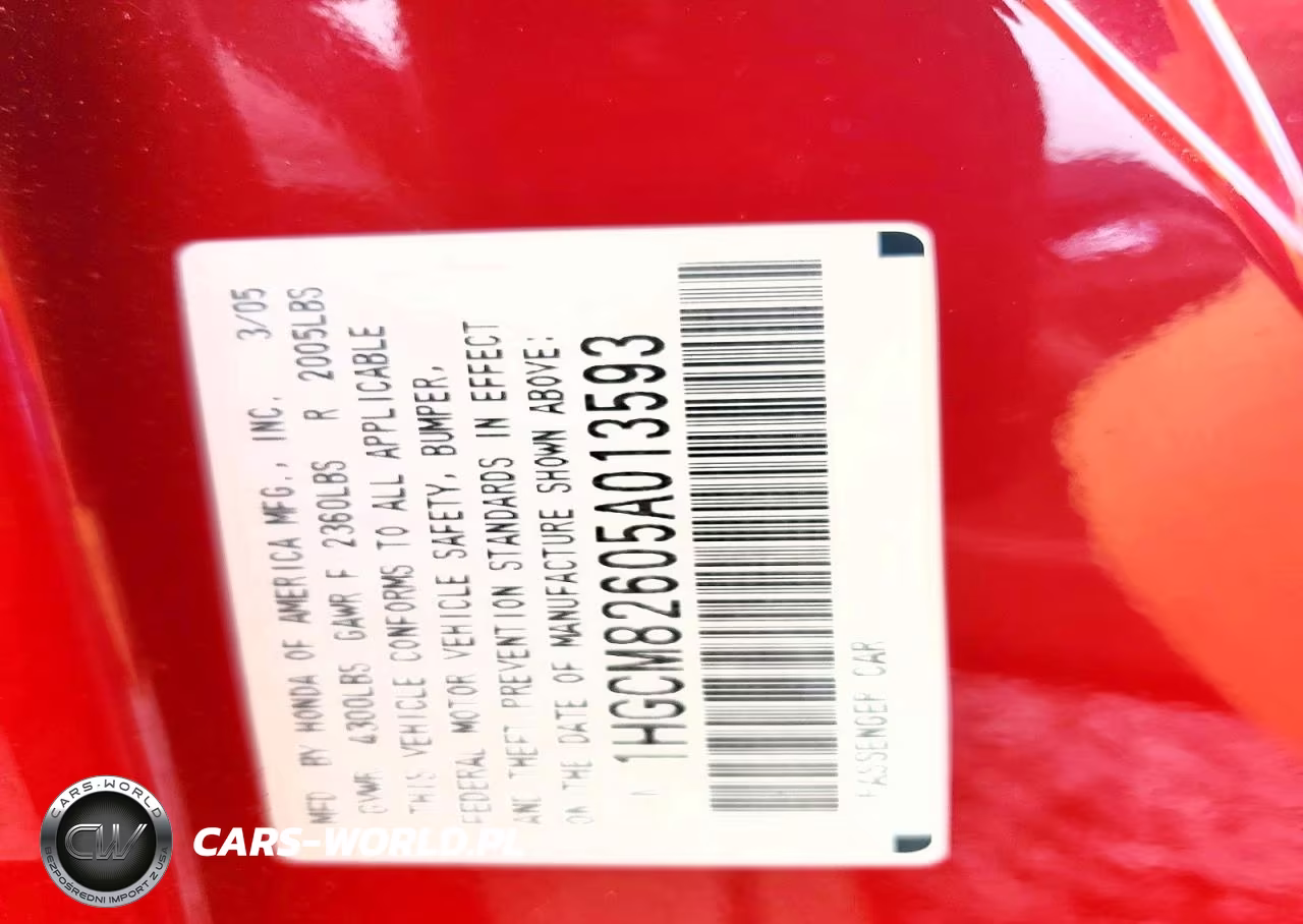 2005 Honda Accord VIN:1HGCM82605A013593 - 12