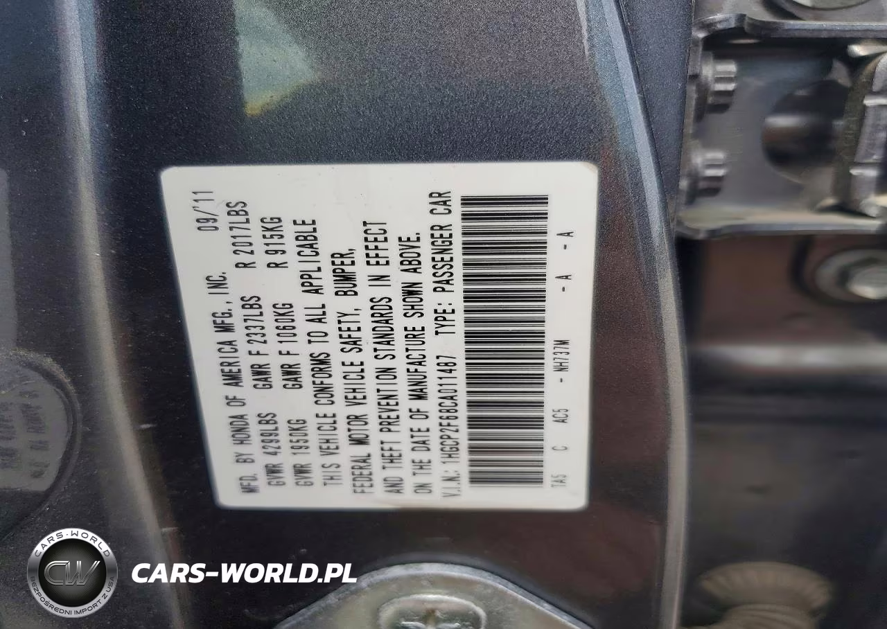 2012 Honda Accord Se VIN:1HGCP2F68CA011487 - 12
