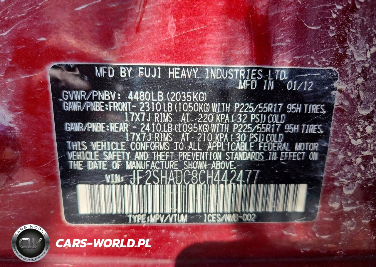 2012 Subaru Forester 2.5X Premium VIN:JF2SHADC8CH442477 - 12
