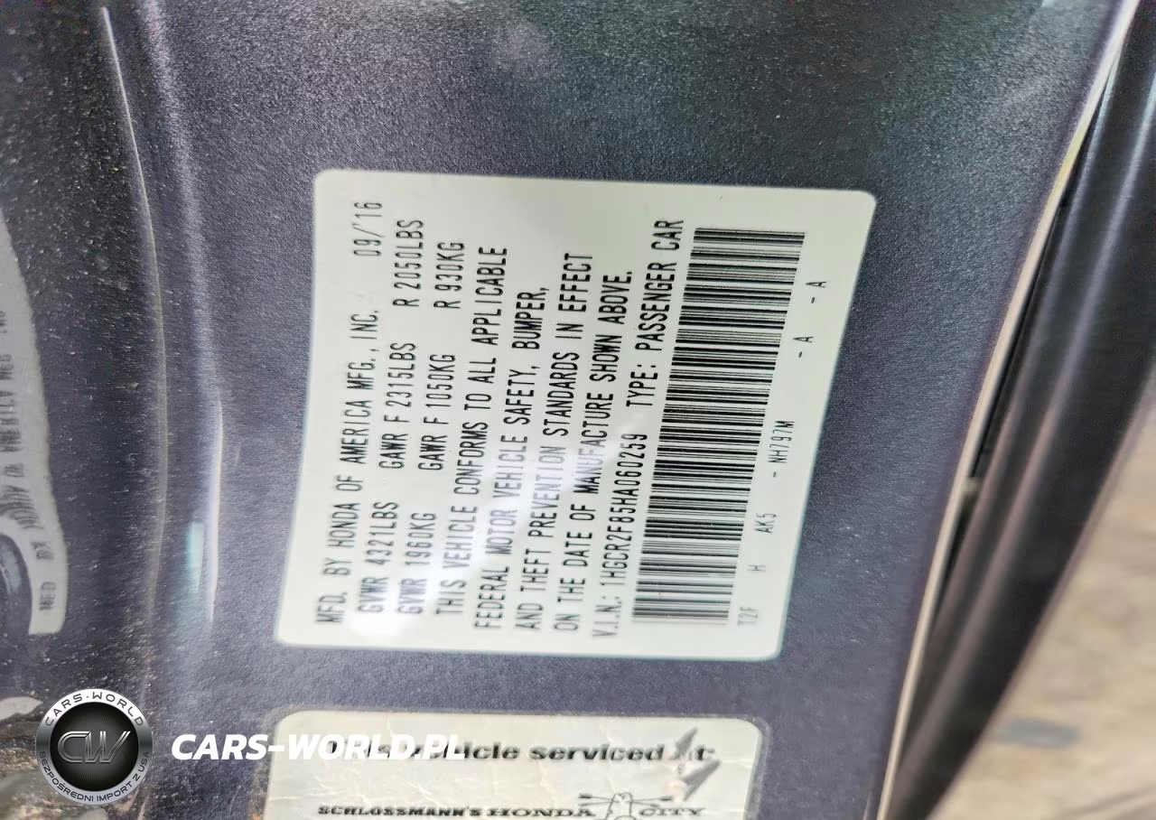 2017 Honda Accord Exl VIN:1HGCR2F85HA060259 - 12