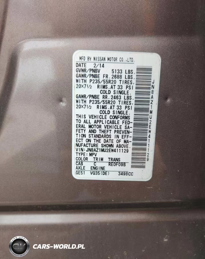 2014 Nissan Murano Le VIN:JN8AZ1MU2EW411129 - 13
