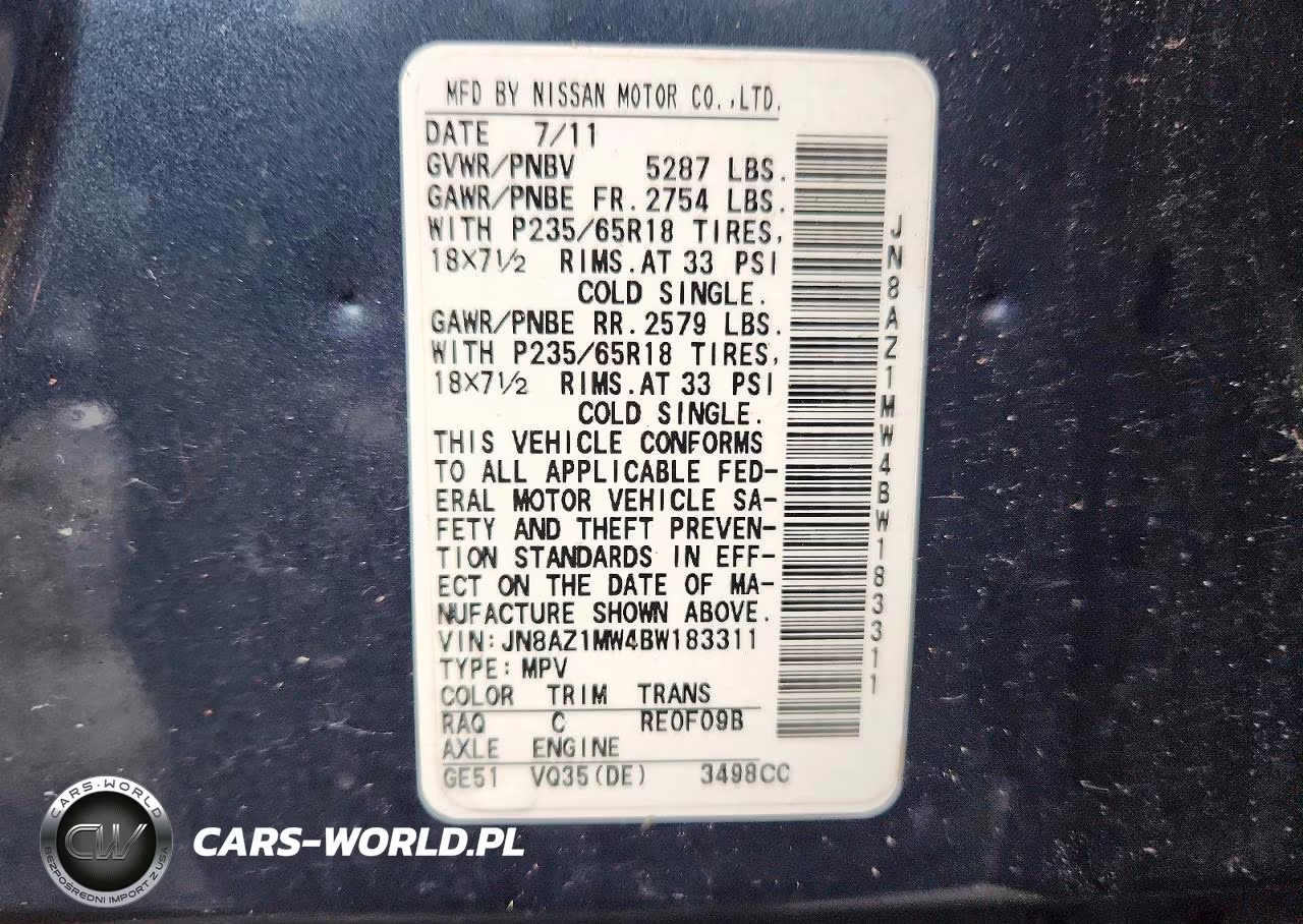 2011 Nissan Murano S VIN:JN8AZ1MW4BW183311 - 13