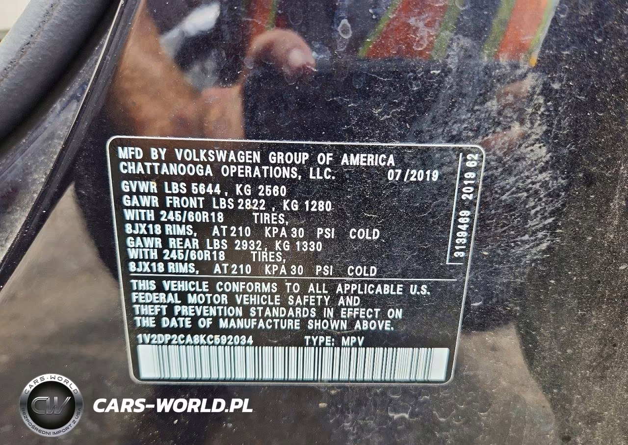 2019 Volkswagen Atlas Se VIN:1V2DP2CA8KC592034 - 13