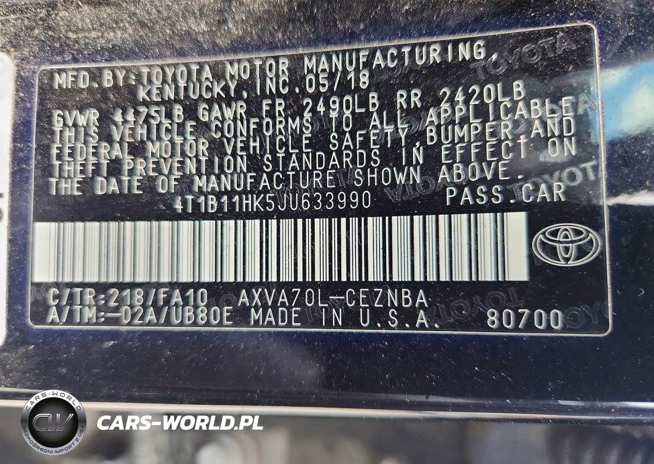 2018 Toyota Camry Le VIN:4T1B11HK5JU633990 - 12