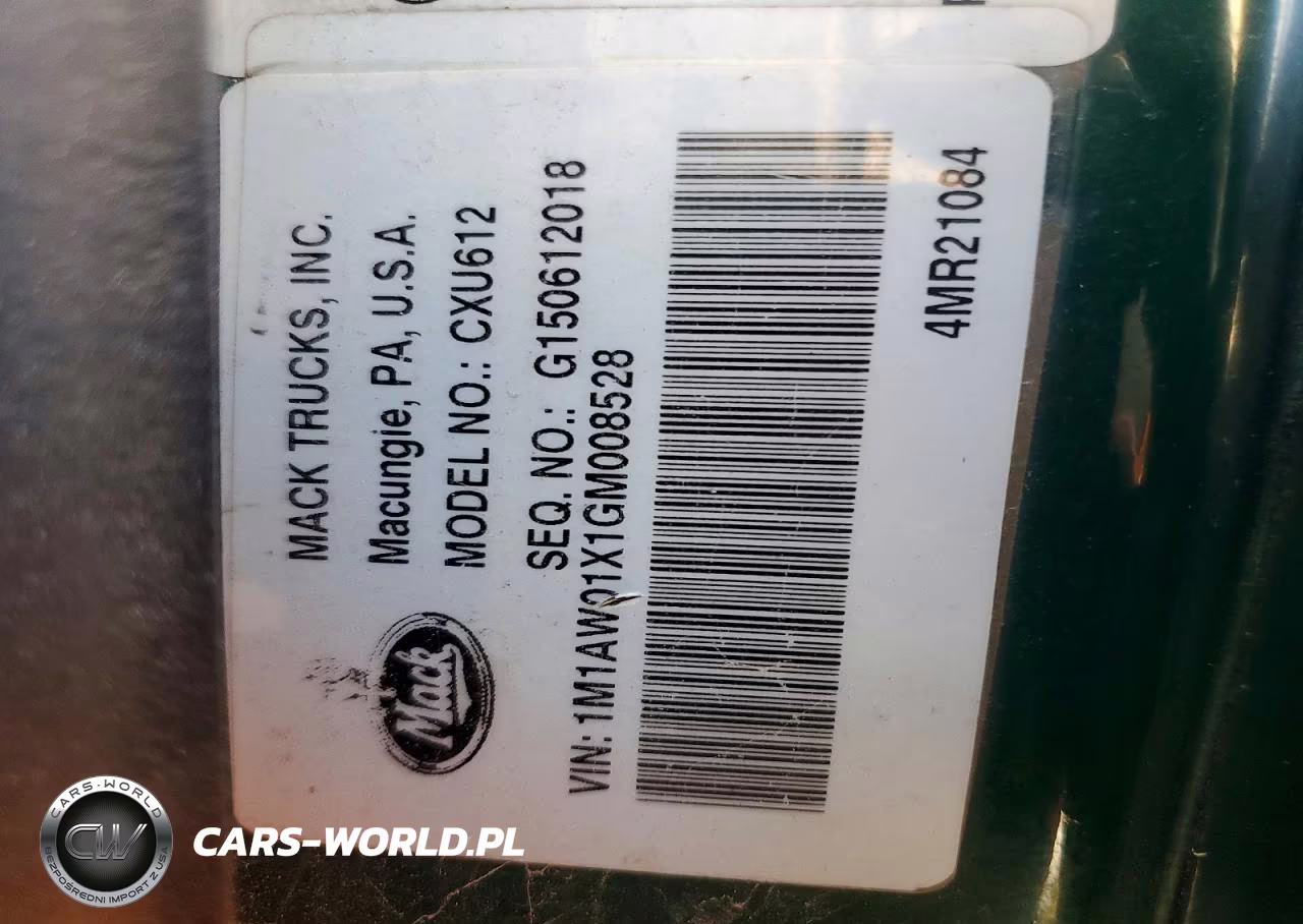 2016 Mack Cxu612 Semi Truck VIN:1M1AW01X1GM008528 - 10