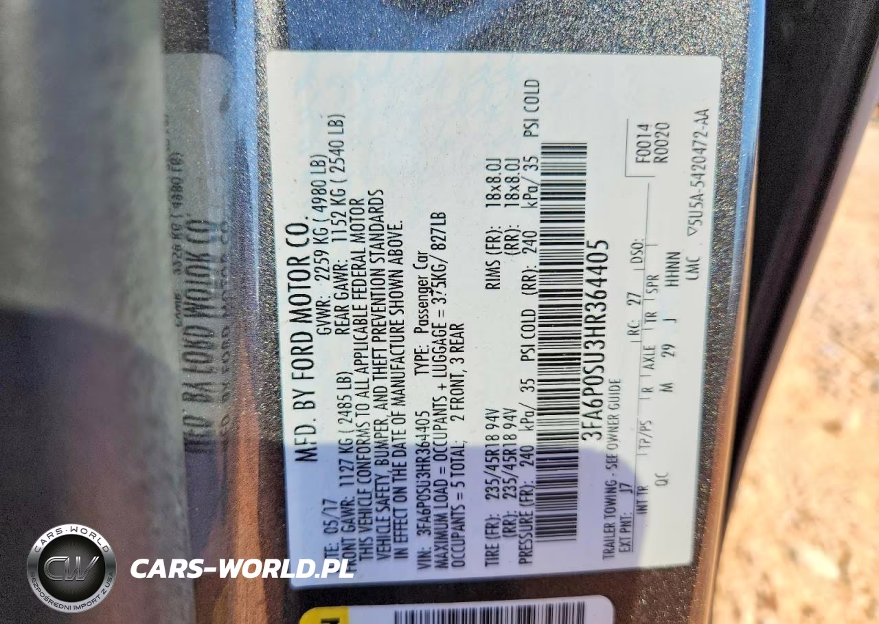 2017 Ford Fusion Titanium Phev VIN:3FA6P0SU3HR364405 - 12