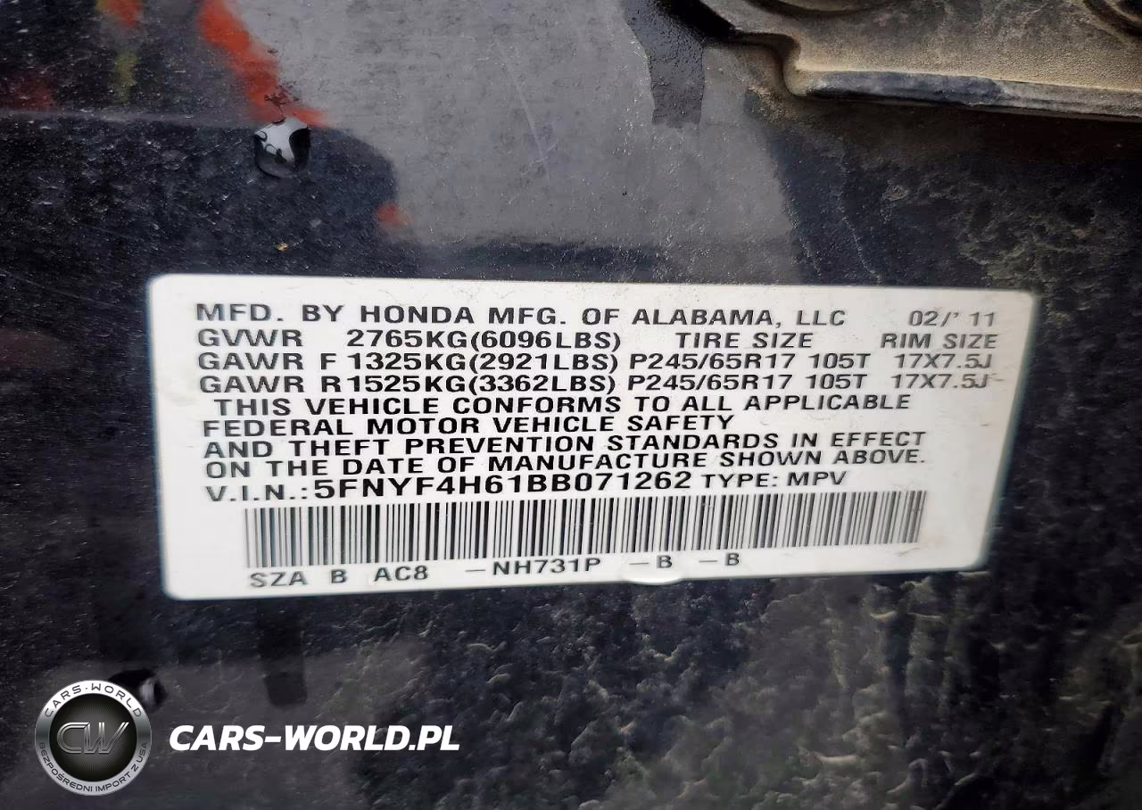 2011 Honda Pilot Exl VIN:5FNYF4H61BB071262 - 14
