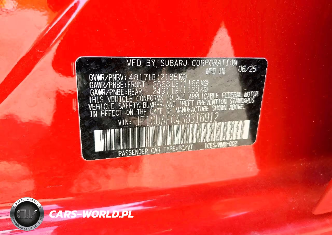 2025 Subaru Impreza Sport VIN:JF1GUAFC4S8316912 - 12