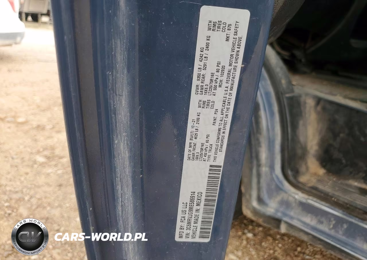 2021 Ram Promaster 3500 3500 High VIN:3C6MRVJG9ME586914 - 12