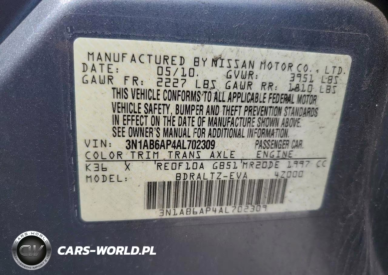 2010 Nissan Sentra 2.0 VIN:3N1AB6AP4AL702309 - 12