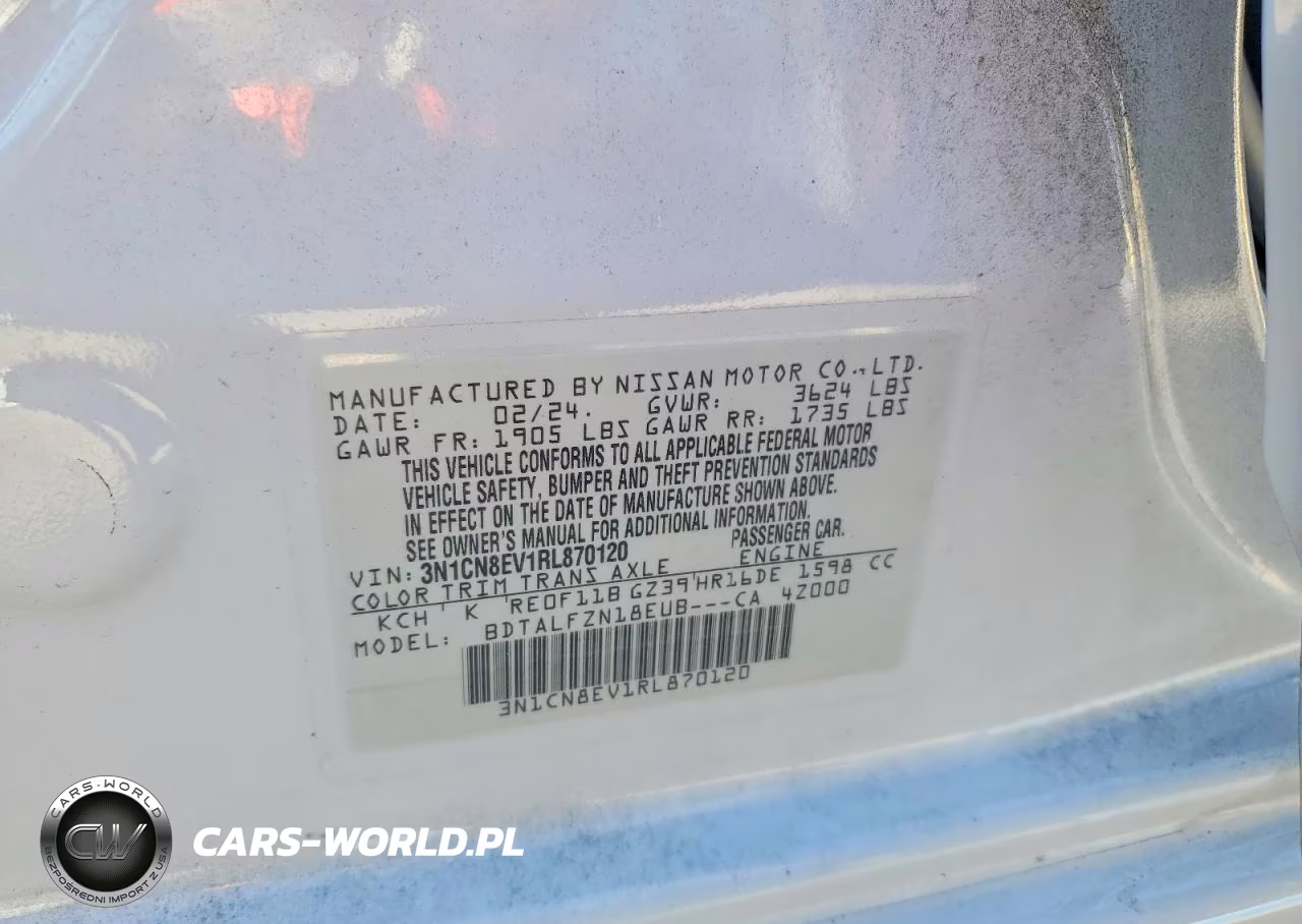 2024 Nissan Versa Sv VIN:3N1CN8EV1RL870120 - 12