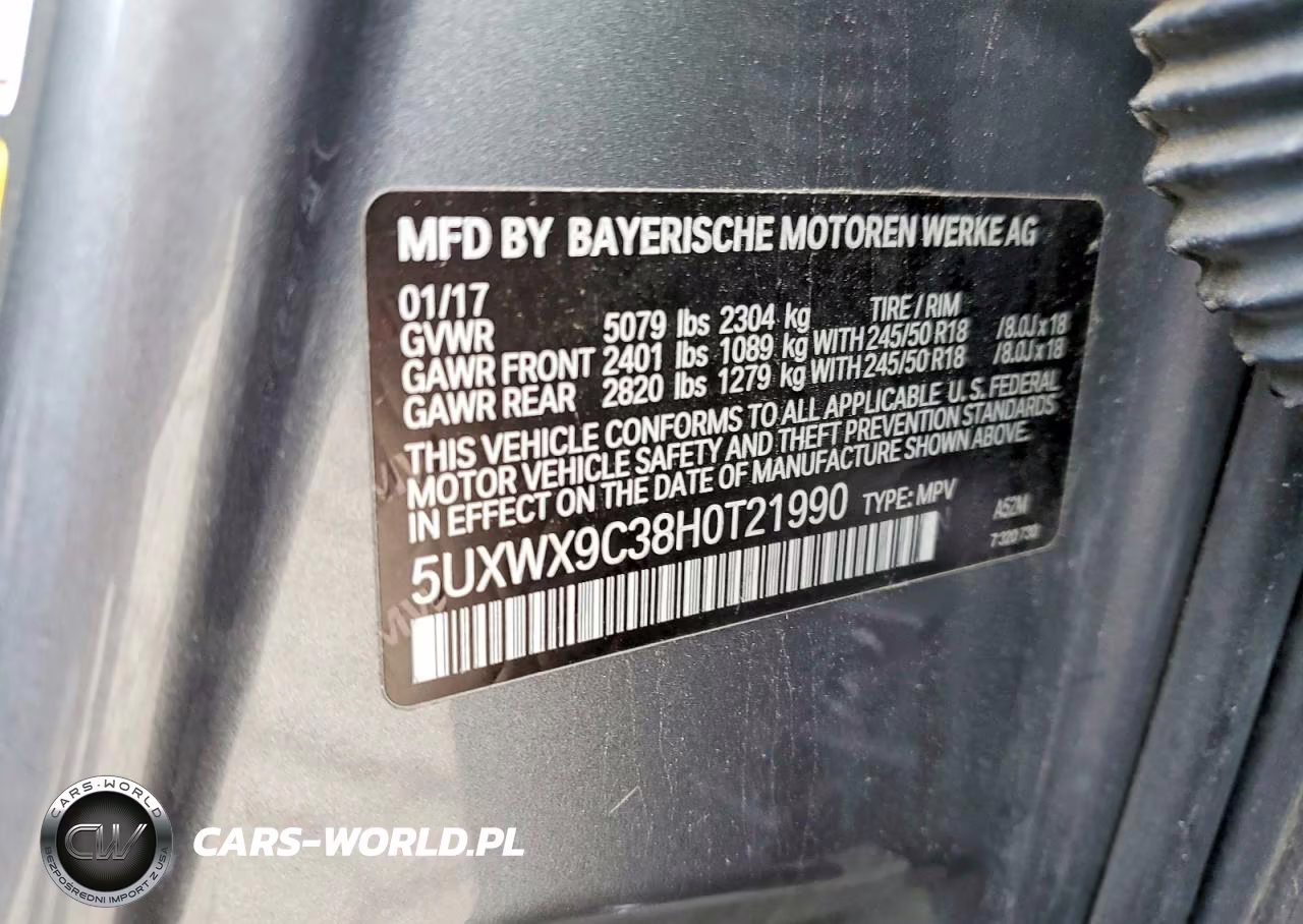 2017 BMW X3 xDrive28I VIN:5UXWX9C38H0T21990 - 13